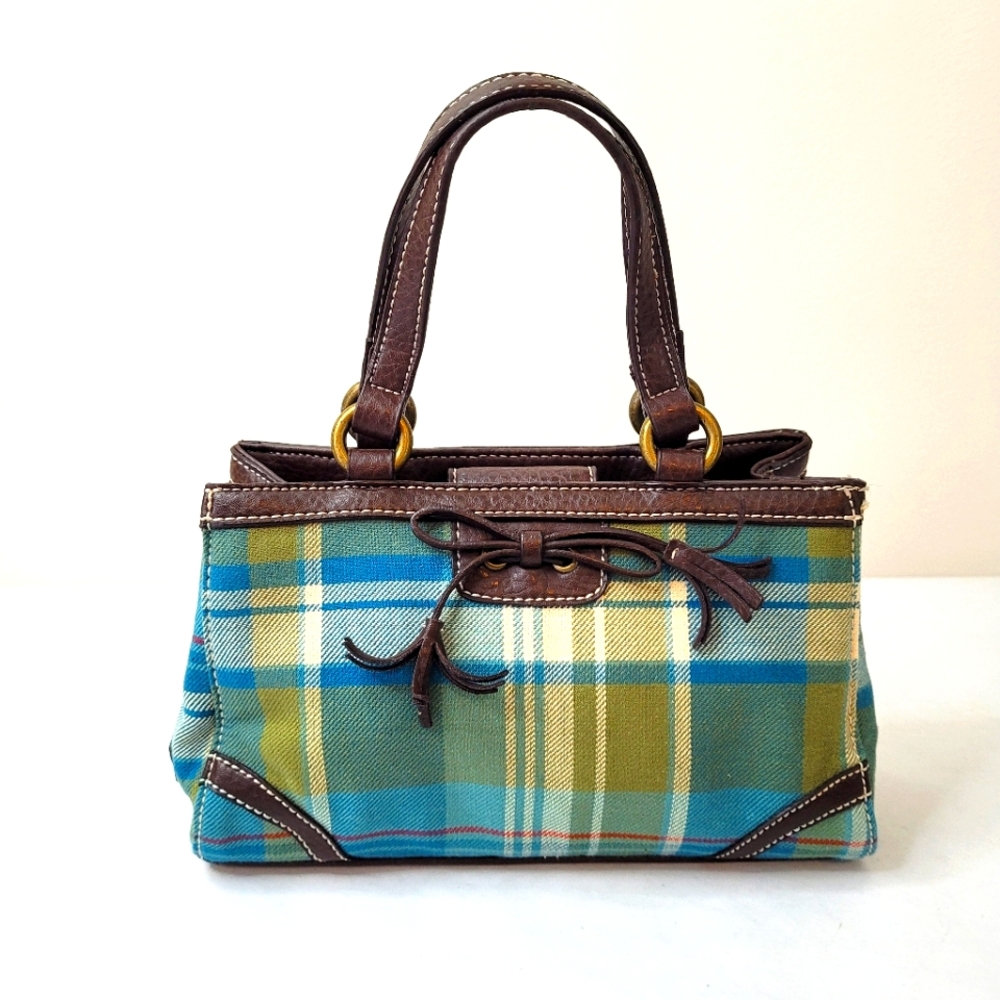 Tommy Hilfiger Blue Green Plaid Purse - Vintage Designer Bag Y2K